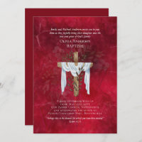Invitation BAPTISM classique et élégant Ruby Red