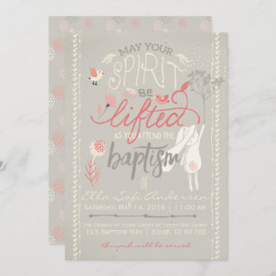 INVITATION BAPTISME LDS  Floral Girl Bunny