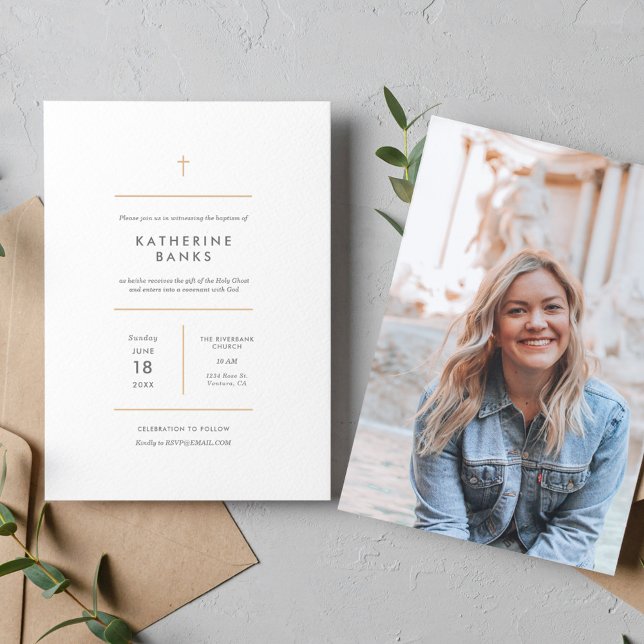 Invitation Baptisme photo minimaliste (Créateur téléchargé)