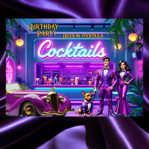 Invitation Bar à cocktails Drive-in amusant Anniversaire Coup