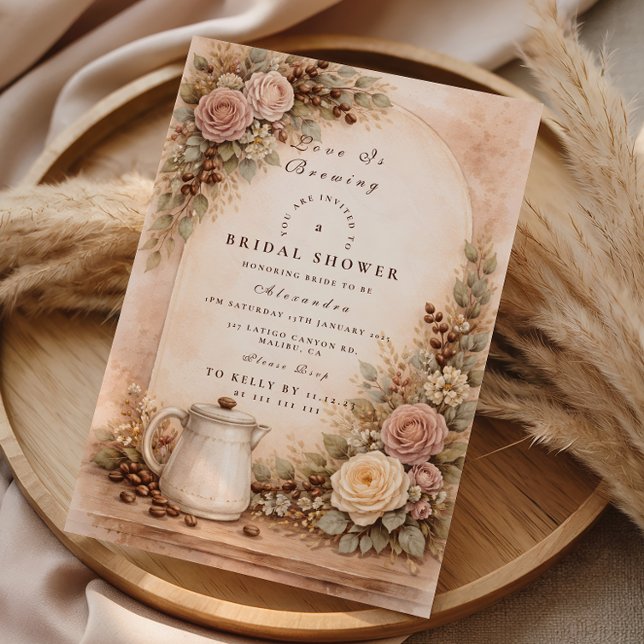 Invitation Bar à expresso rustique pour la douche de la marié (Créateur téléchargé)
