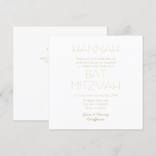 Invitation BAR BAT Or Blanc Contemporain MITZVAH Classique