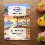 Invitation Bar de plage Sundowner Yacht Soirée 30 ans<br><div class="desc">Traduire un moment spécial avec cette invitation vibrante "Sundowner". Avec une scène aquarelle détaillée d'un bar de plage tropical au coucher du soleil, des palmiers et des yachts de luxe à l'horizon, ce design capture l'essence d'une célébration côtière sophistiquée. C'est l'invitation parfaite pour un anniversaire de 30 ans, une soirée...</div>