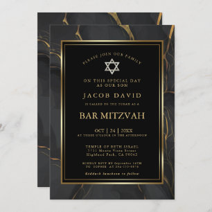 Invitation Bar en marbre noir moderne Mitzvah