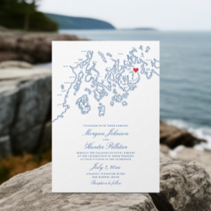 Invitation Bar Harbour Maine Map Élégant Mariage de la marine
