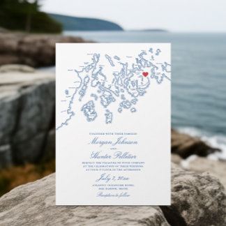 Invitation Bar Harbour Maine Map Élégant Mariage de la marine