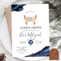 Bar Mitzvah Agate Or Bleu Marine