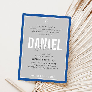 Invitation BAR MITZVAH athlétique moderne garçon audacieux bl