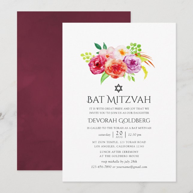 Invitation Bar Mitzvah au charme rustique vintage (Devant / Derrière)