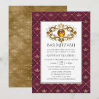 Bar Mitzvah au monogramme héraldique Bourgogne et