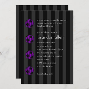 Invitation Bar Mitzvah Bal de football violet et noir