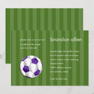 Invitation Bar Mitzvah Balle de football violet et blanc