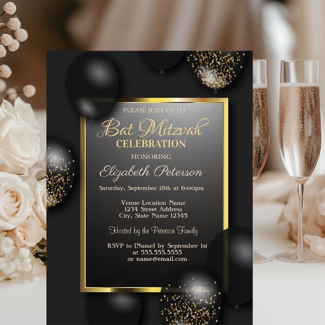 Invitation Bar Mitzvah Ballons Modernes  (Créateur téléchargé)