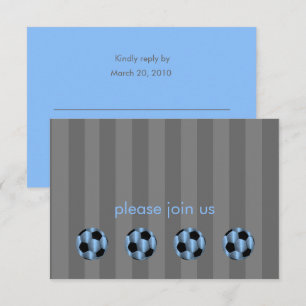 Invitation Bar Mitzvah Bleu clair et noir balle de football