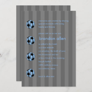 Invitation Bar Mitzvah Bleu clair et noir balle de football