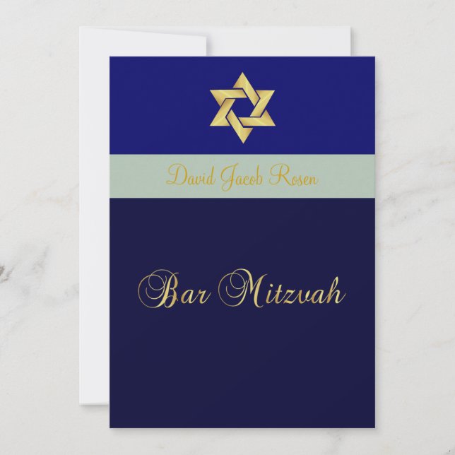Invitation Bar Mitzvah/bleu clair + foncé/personnalisez votre (Devant)