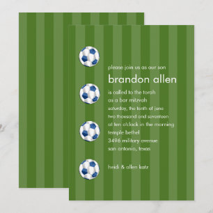 Invitation Bar Mitzvah Bleu et Bal de Football Blanc