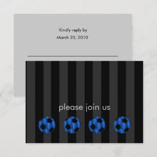 Invitation Bar Mitzvah Bleu et Black Soccer Ball