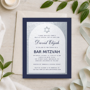 Invitation Bar Mitzvah Bleu Nuit Argent Budget