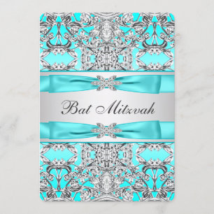 Invitation Bar Mitzvah bleu sarcelle