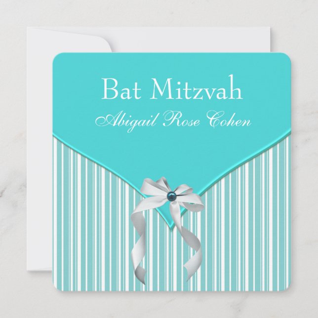 Invitation Bar Mitzvah bleu sarcelle (Devant)