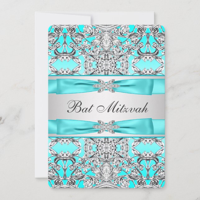 Invitation Bar Mitzvah Bleu Turquoise (Devant)