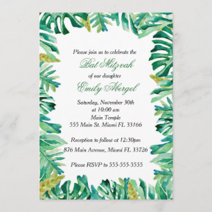 Invitation Bar Mitzvah Botanique Tropicale