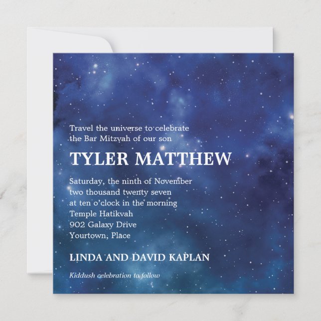 Invitation Bar Mitzvah Constellation Galaxie Espace Extra-Atm (Devant)