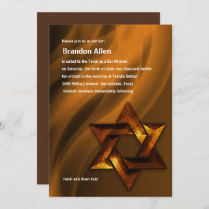 Invitation Bar Mitzvah Copper Star de David