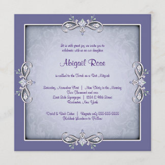Invitation Bar Mitzvah de damas violet