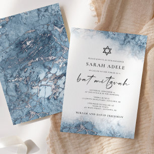 Invitation Bar Mitzvah de Marbre Bleu Argent