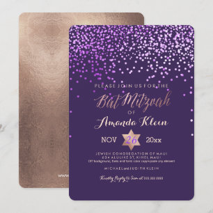 Invitation Bar Mitzvah de PixDezines/Rose/Paillettes/Confetti