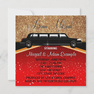 Invitation Bar Mitzvah de star de cinéma sur tapis rouge Glit