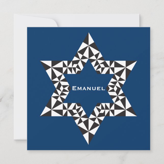 Invitation Bar Mitzvah Emanuel Star David Navy (Devant)