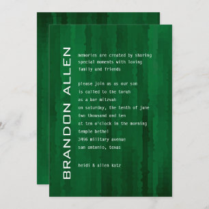 Invitation Bar Mitzvah Emerald Green Techno Streaks