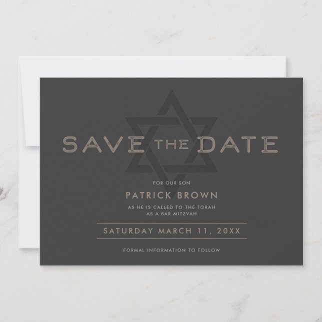 Invitation Bar Mitzvah Enregistrer la date (Devant)