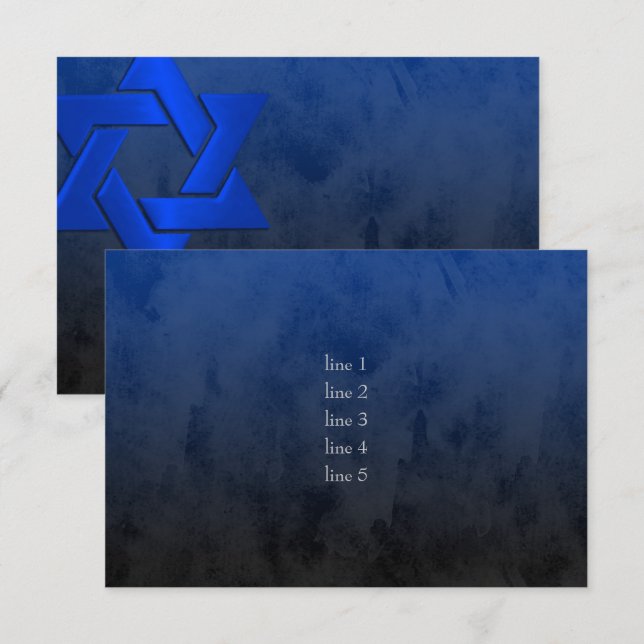 Invitation Bar Mitzvah Etoile Bleue Stylish de David Ombre (Devant / Derrière)