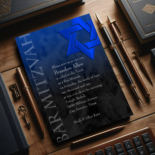 Invitation Bar Mitzvah Etoile Bleue Stylish de David Ombre