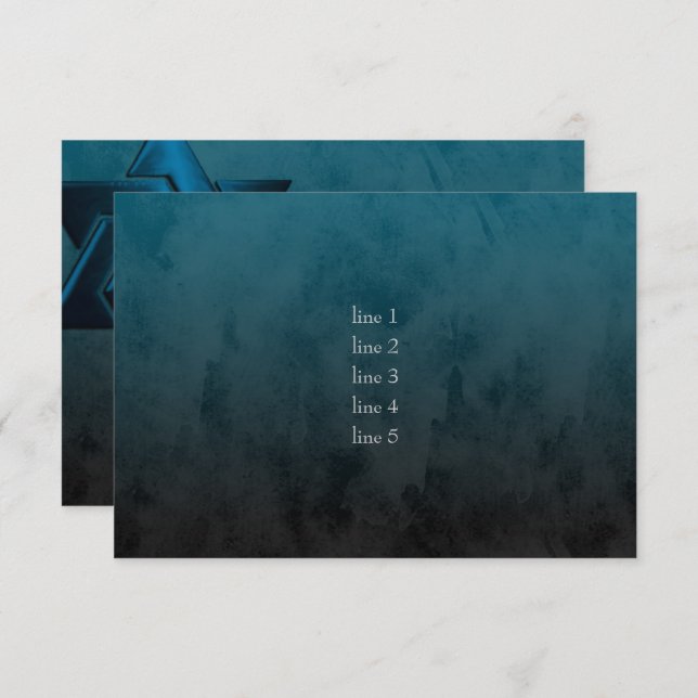 Invitation Bar Mitzvah Etoile bleue Turquoise élégante de Dav (Devant / Derrière)