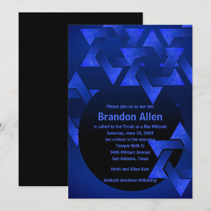 Invitation Bar Mitzvah Étoile noire et bleue de David