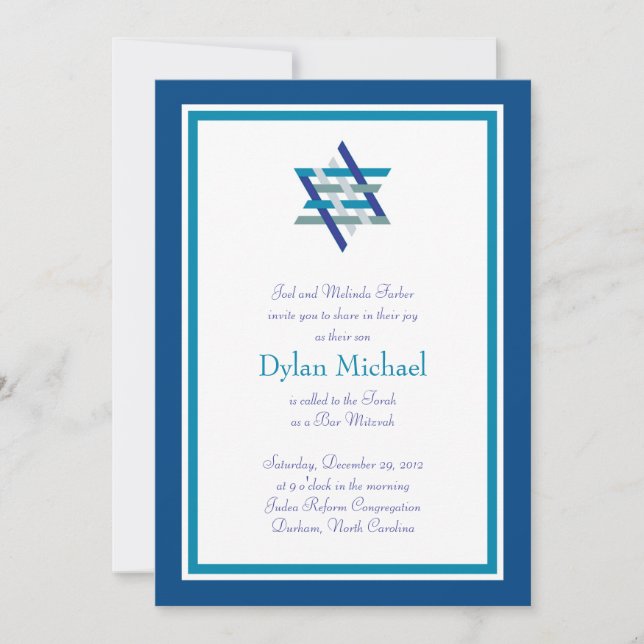 Invitation Bar Mitzvah| Étoile tissée (Devant)