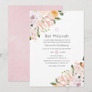 Invitation Bar Mitzvah Floral Pastel