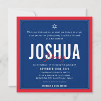 BAR MITZVAH football moderne bleu rouge QRCODE