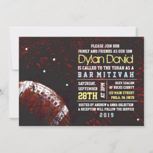 Invitation Bar Mitzvah FOOTBALL SPLATTER Invitez