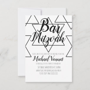 Invitation Bar Mitzvah géométrique noir et blanc