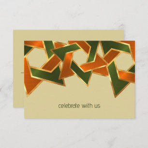 Invitation Bar Mitzvah Gold Green Orange Star de David