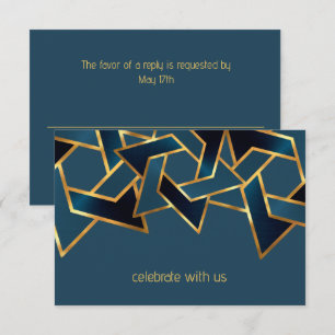 Invitation Bar Mitzvah Gold Navy étoile bleue de David