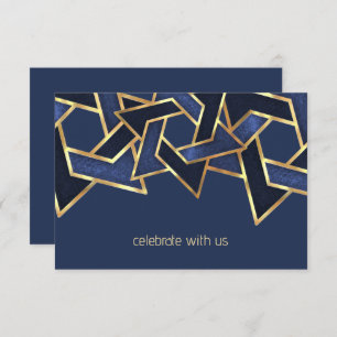 Invitation Bar Mitzvah Gold Navy étoile bleue de David