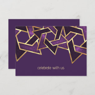 Invitation Bar Mitzvah Gold Plum Purple Star de David