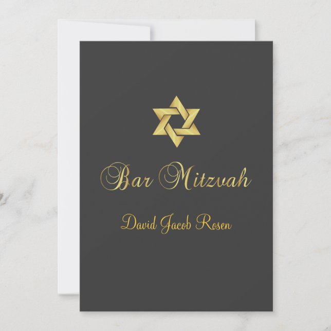 Invitation Bar Mitzvah/graphite/or (Devant)